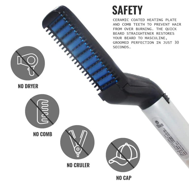 Beard Straightener for Men Multifunctional Electric Ionic Beard Straightening Hair Style Hot Comb